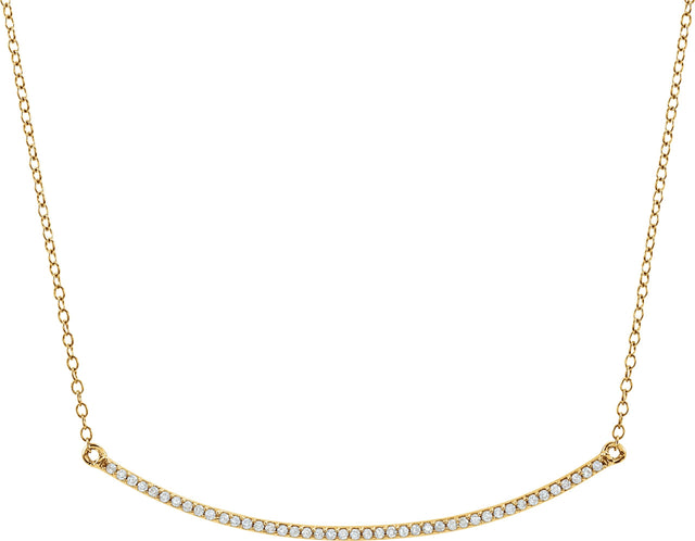 14K Gold Round Natural Diamond Bar Necklace - Yellow Gold