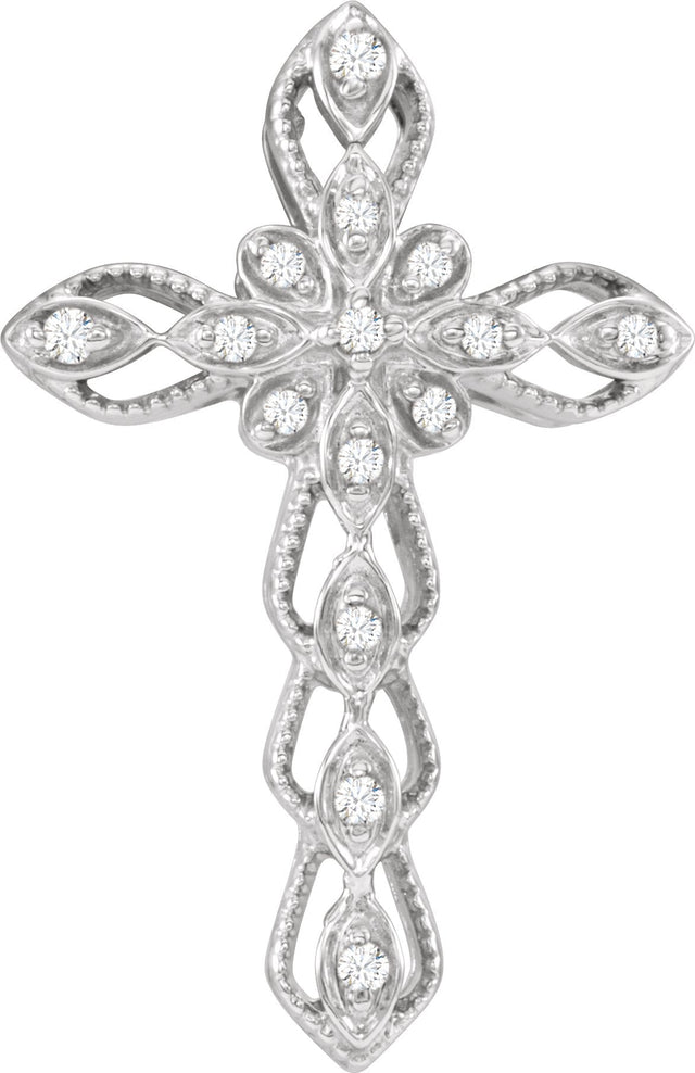 14K Gold Round Natural Diamond Accented Cross Pendant II