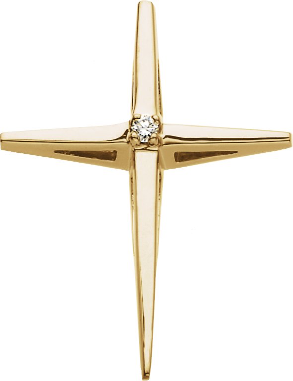 14K Gold Round Natural Diamond Accented Cross Pendant – 0.025 CTW - White Gold