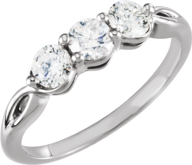 Platinum Round Natural Diamond Three-Stone Ring – 2.8-4.4mm Stones