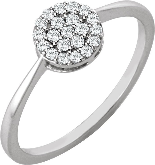 14K Gold Round Natural Diamond Cluster Ring – 1.2mm Stones - White Gold
