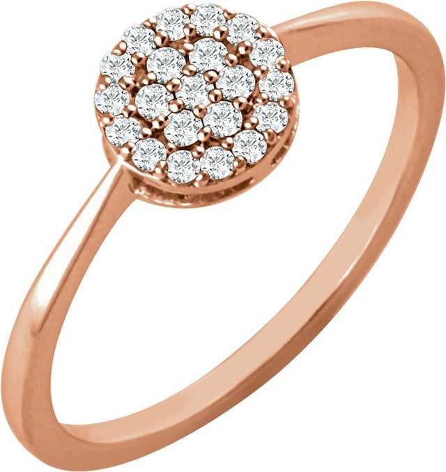 14K Gold Round Natural Diamond Cluster Ring – 1.2mm Stones - Rose Gold