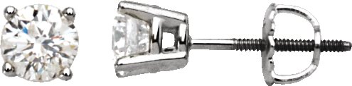 14K Gold Natural Diamond Round 4-Prong Stud Earrings – 2.8-6.3mm Stones - White Gold