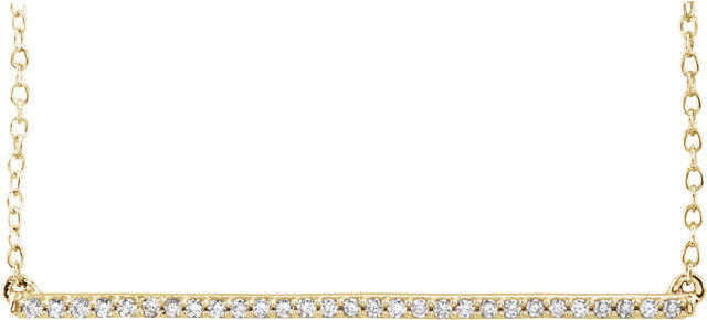14K Gold Round Natural Diamond Accented Bar Necklace - Yellow Gold