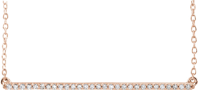 14K Gold Round Natural Diamond Accented Bar Necklace - Rose Gold