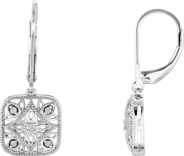 14K Gold Round Natural Diamond Granulated Filigree Earrings – 1.6mm Stones
