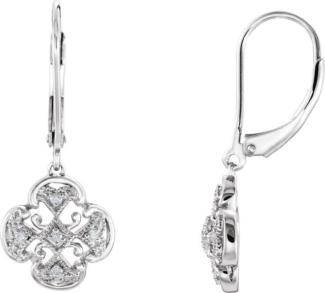 14K Gold Natural Diamond Filigree Earrings