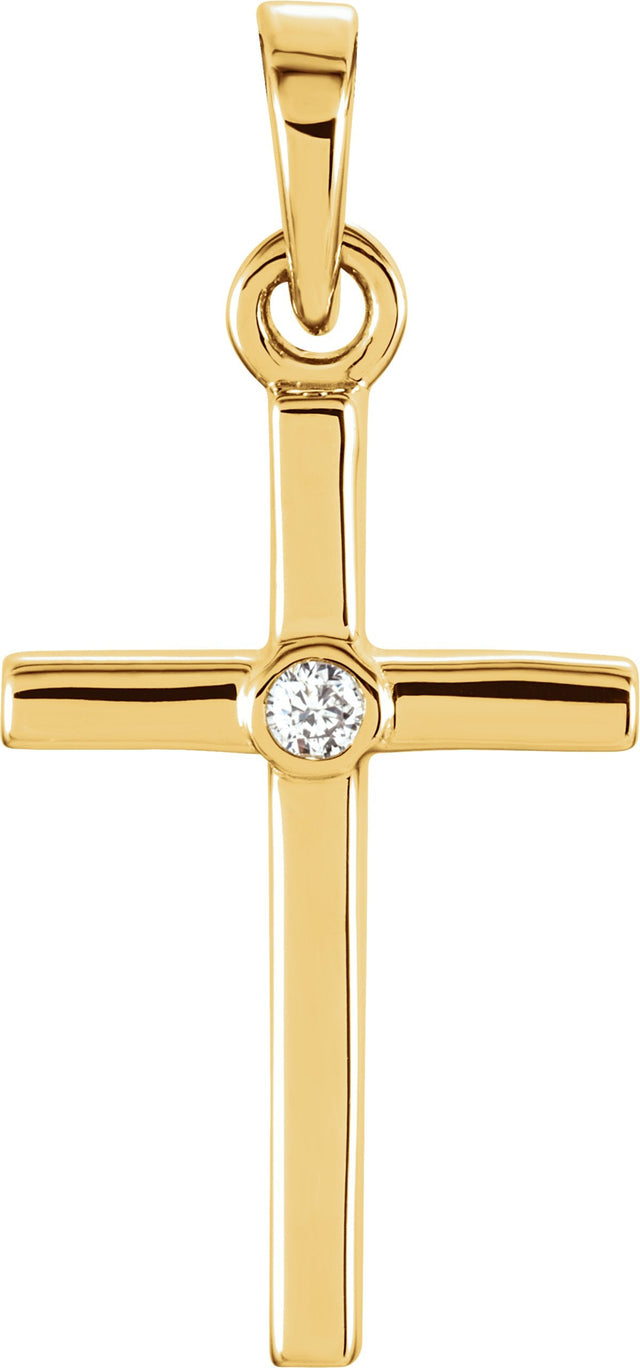 14K Gold Round Natural Diamond Cross Pendant – up to 0.01 CTW - Yellow Gold