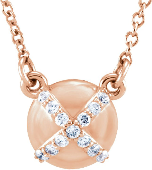 14K Gold X Necklace - Rose Gold