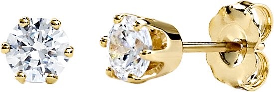 14K Gold Natural Diamond Round 6-Prong Stud Earrings – 3-6.3mm Stones - Yellow Gold