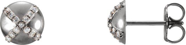 Platinum Round Natural Diamond Accented Stud Earrings