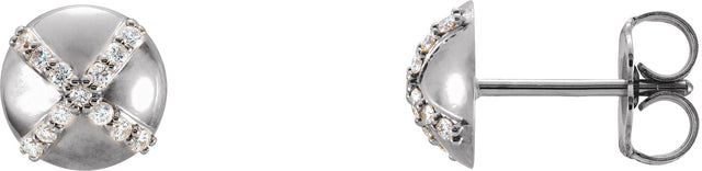 14K Gold Round Natural Diamond Accented Stud Earrings - White Gold