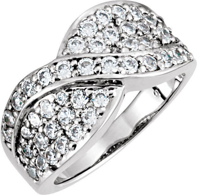 14K Gold Round Natural Diamond Criss-Cross Ring VI