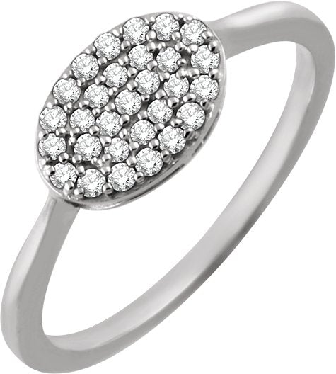 14K Gold Round Natural Diamond Cluster Ring IV - White Gold