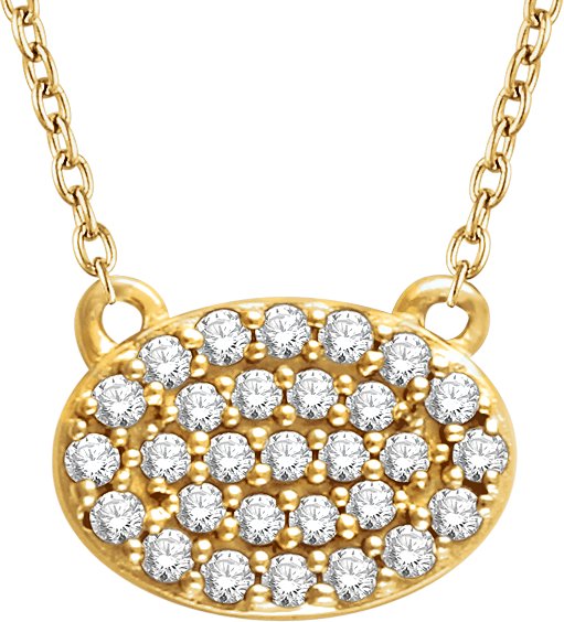 14K Gold Round Natural Diamond Cluster Necklace – 1/5 CTW - Yellow Gold
