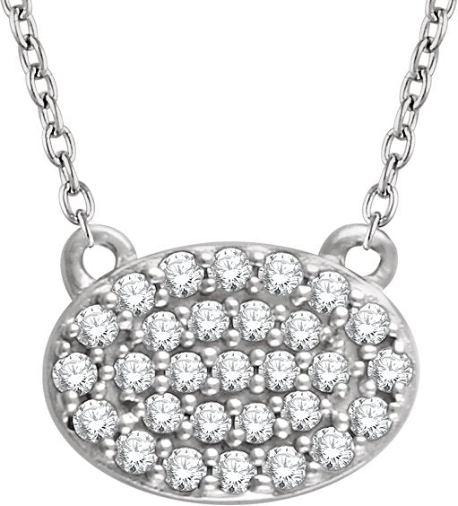 14K Gold Round Natural Diamond Cluster Necklace – 1/5 CTW - White Gold
