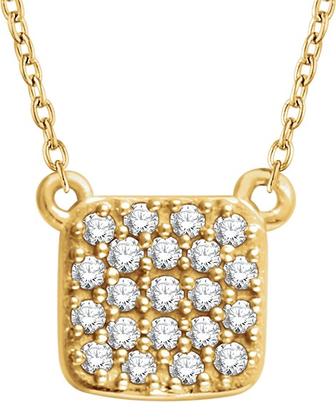 14K Gold Round Natural Diamond Cluster Necklace – 1/6 CTW - Yellow Gold