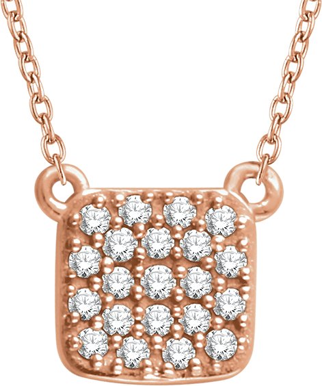 14K Gold Round Natural Diamond Cluster Necklace – 1/6 CTW - Rose Gold