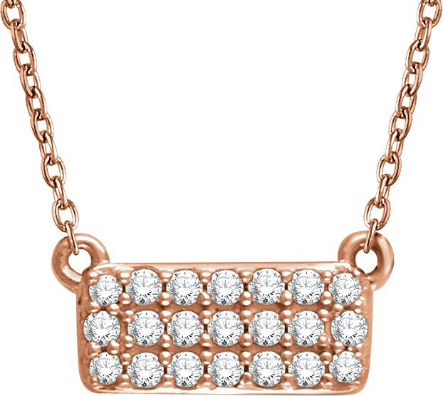 14K Gold Round Natural Diamond Cluster Necklace II - Rose Gold