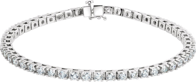 Platinum Round Natural Diamond Line Bracelet