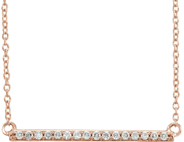 14K Gold Round Lab-Grown Diamond Bar Necklace - Rose Gold