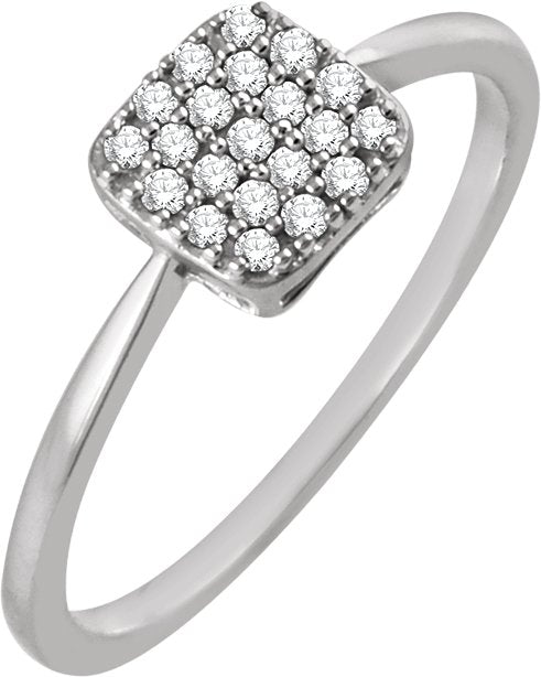 14K Gold Round Natural Diamond Cluster Ring V - White Gold