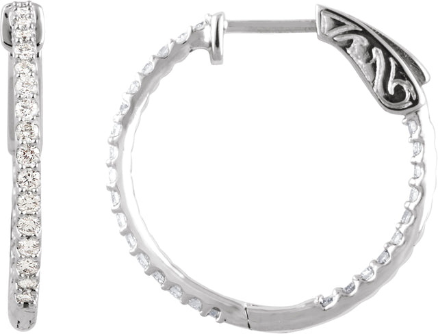 Platinum Round Natural Diamond Inside-Outside Hoop Earrings