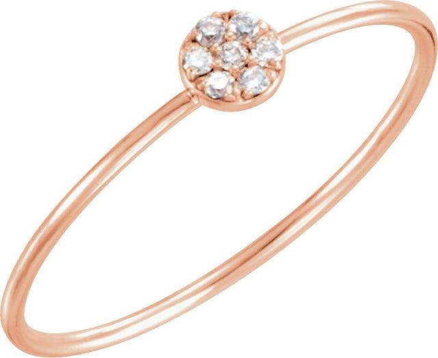 14K Gold Round Natural Diamond Petite Cluster Ring