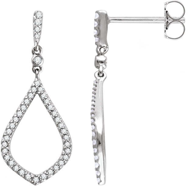 14K Gold Round Natural Diamond Geometric Earrings