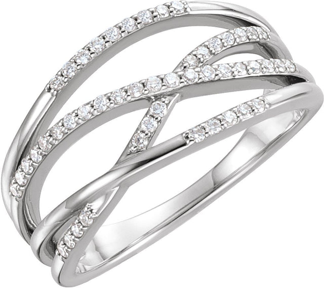 Platinum Round Natural Diamond Criss-Cross Ring