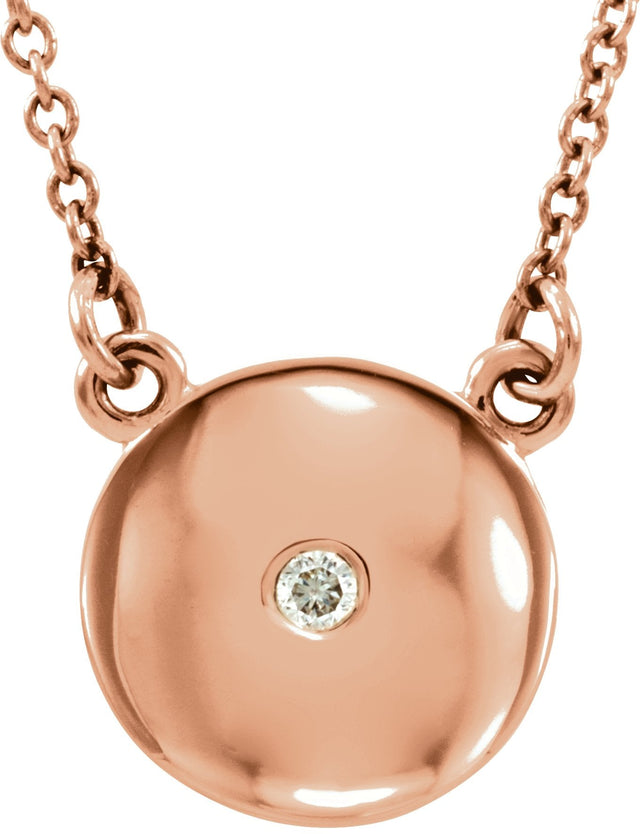 14K Gold Round Natural Diamond Accented Circle Necklace – 0.02 CTW - Rose Gold