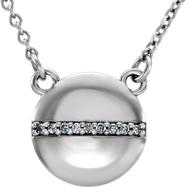 14K Gold Round Natural Diamond Circle Necklace – 0.025 CTW - White Gold