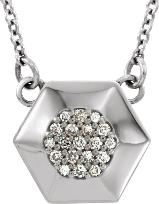 Platinum Round Natural Diamond Geometric Cluster Necklace