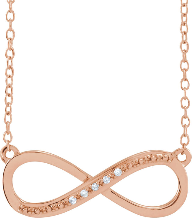 14K Gold Round Natural Diamond Infinity-Inspired Necklace - Rose Gold