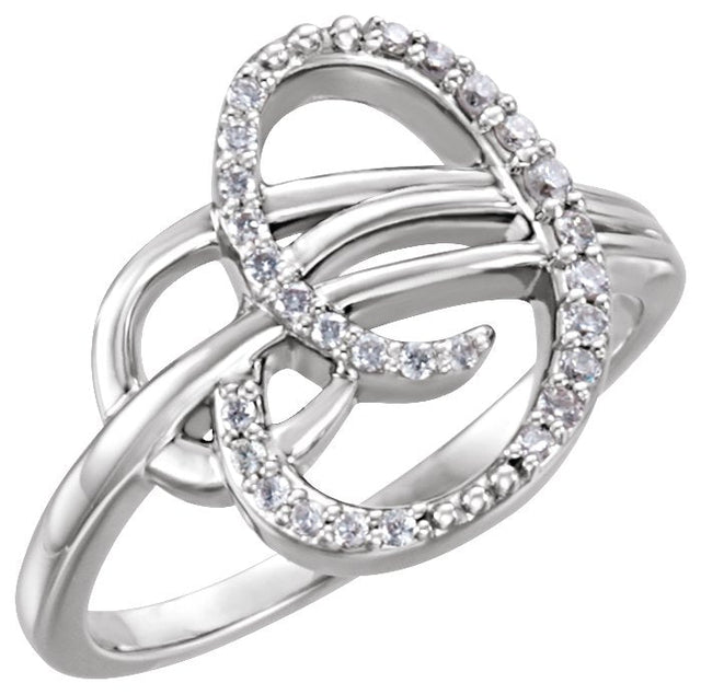 Platinum Round Natural Diamond Accented Freeform Ring – 1.5mm Stones