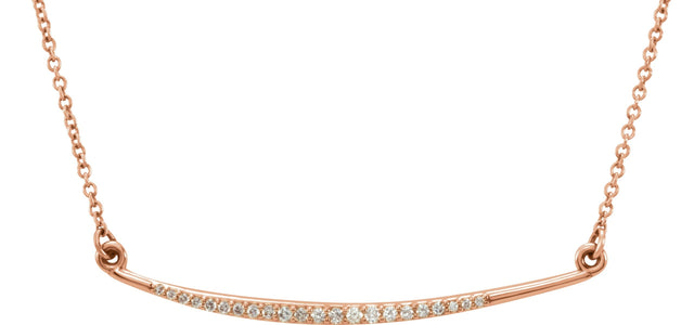 14K Gold Curved Bar Necklace - Rose Gold
