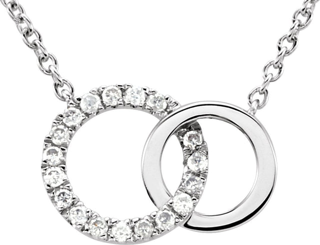 14K Gold Round Natural Diamond Interlocking Circle Necklace