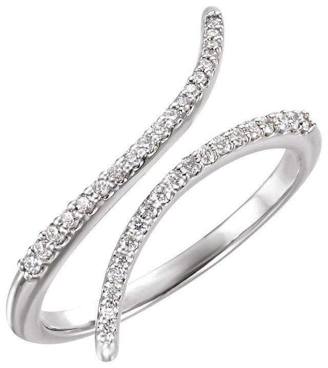 14K Gold Round Natural Diamond Bypass Ring – 0.9mm Stones - White Gold