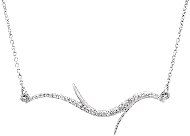 14K Gold Freeform Bar Necklace - White Gold