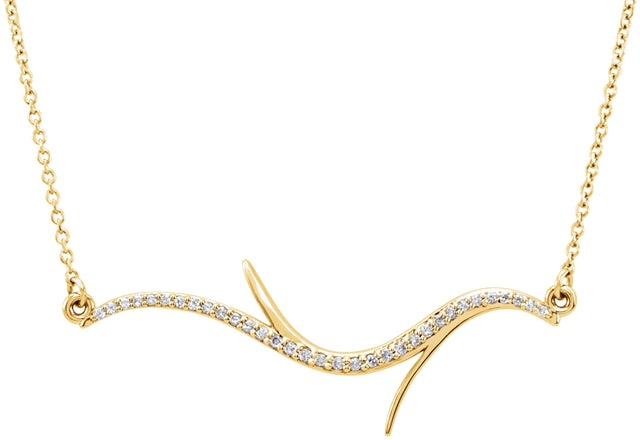14K Gold Freeform Bar Necklace - Yellow Gold