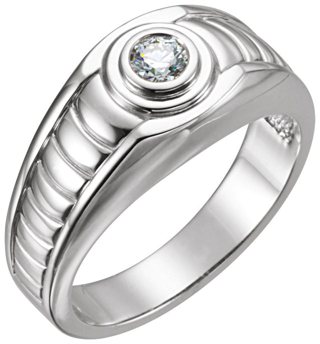 14K Gold Round Natural Diamond Solitaire Ring III