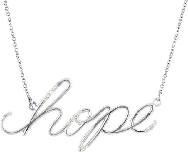 14K Gold "Hope" Phrase Necklace - White Gold