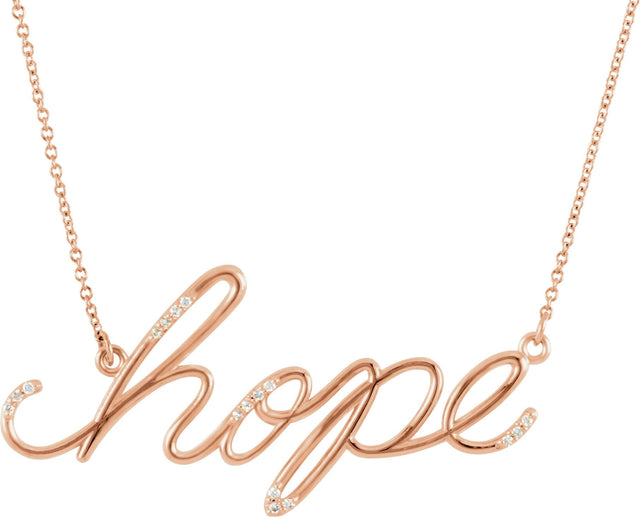 14K Gold "Hope" Phrase Necklace - Rose Gold