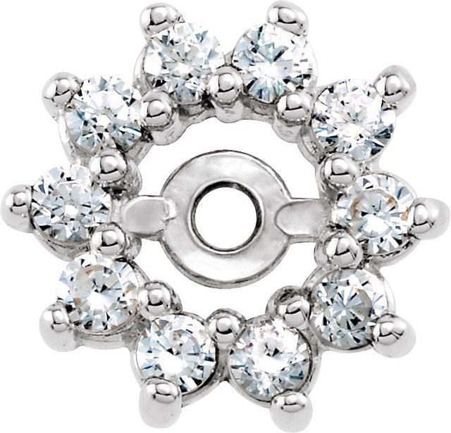 14K Gold Natural Diamond Halo-Style Earring Jackets XII - White Gold
