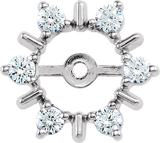 14K Gold Natural Diamond Halo-Style Earring Jackets X - White Gold