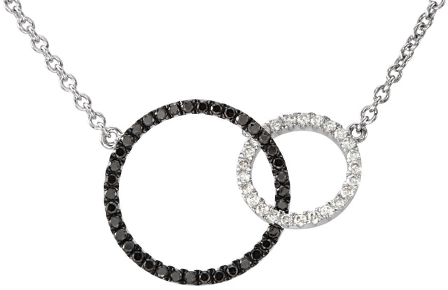 14K Gold Round Natural Diamond Interlocking Circle Necklace – 1/3 CTW - White Gold