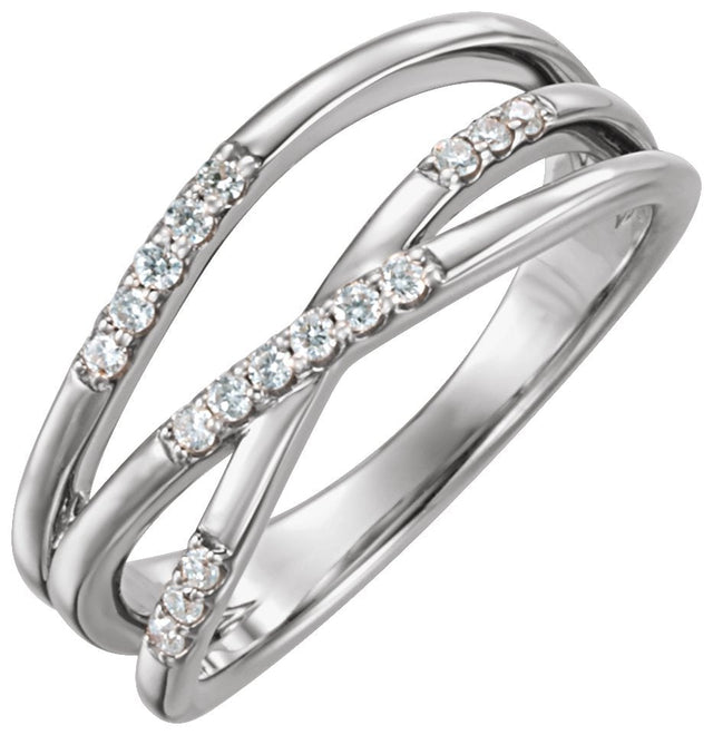 Platinum Round Natural Diamond Criss-Cross Ring II