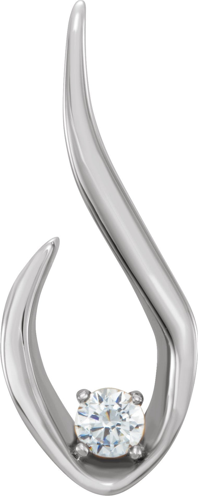 14K Gold Round Natural Diamond Accented Freeform Pendant – up to 1/10 CTW - White Gold
