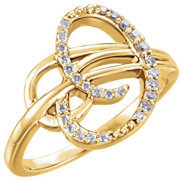 14K Gold Round Natural Diamond Accented Freeform Ring – 1.5mm Stones - Yellow Gold