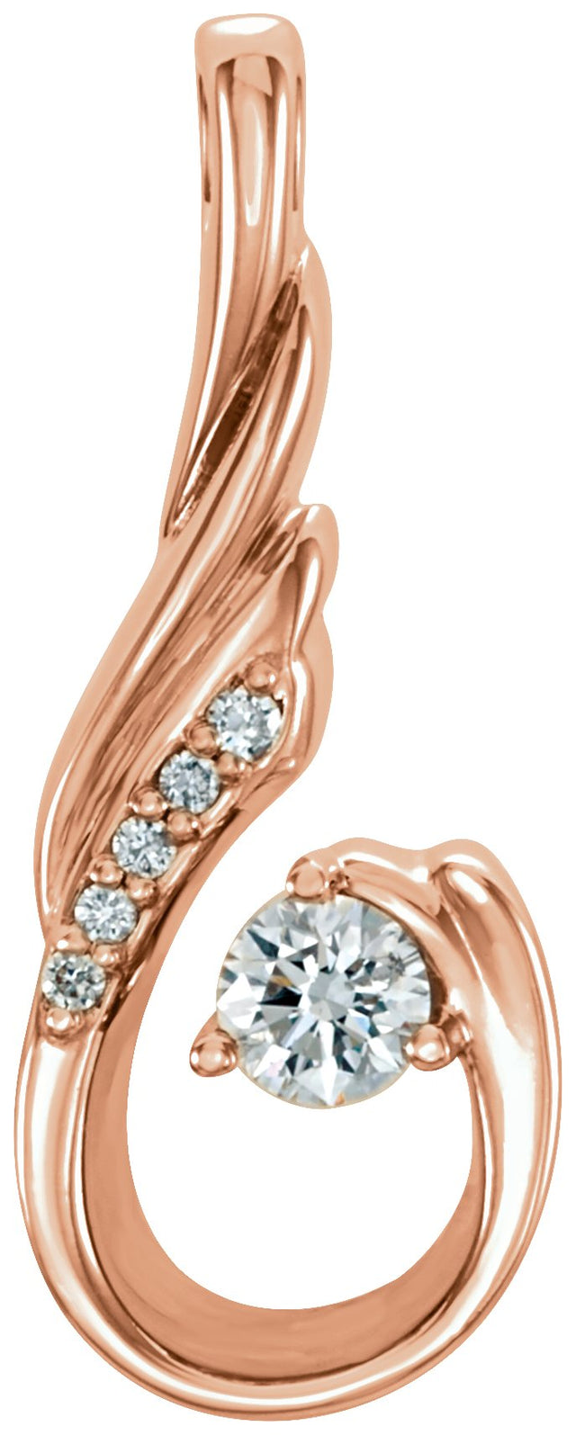 14K Gold Round Natural Diamond Freeform Pendant – 1/10 CTW - Rose Gold